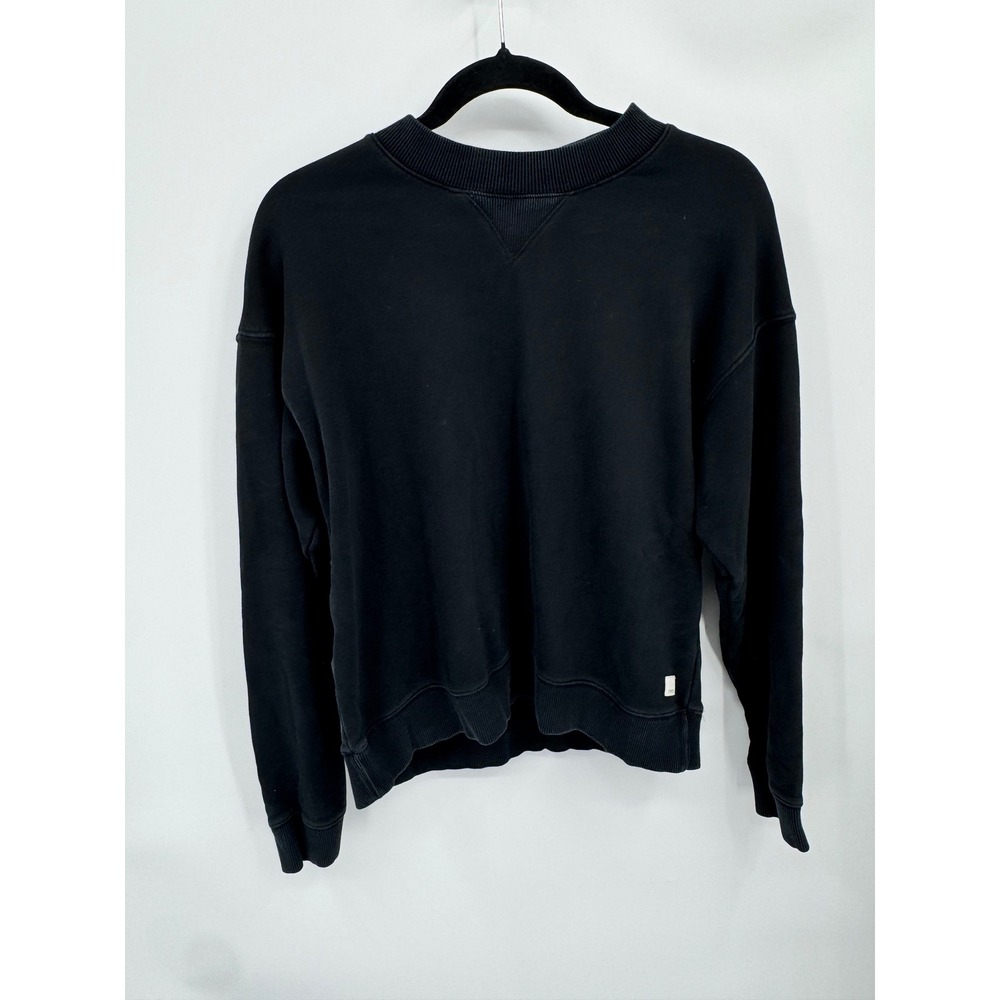Vuori Sedona Crew Women XS Black French Terry Relaxed Fit Sweatshirt VW278